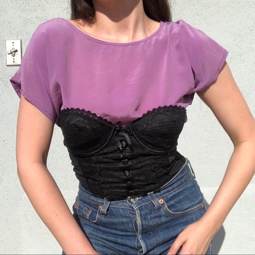 Vintage Bustier Corset Top Pinup Retro Lingerie Black S LIKE Victoria’s Secret